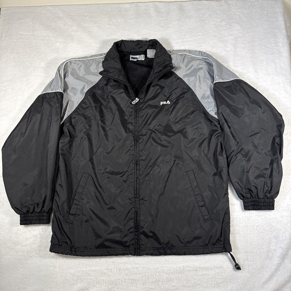 Fila Men's‎ M Black/Gray Colorblock Full Zip Nylon Track Jacket